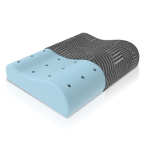 Image of Orista Advance Gel Blended Contour Memory Foam Pillow | 2 Year Warranty |Orthopedic Neck & Shoulder Support Pillow for Sleeping | Improves Posture & Spinal Alignment | 19 x 11 x 3.5 Inch | Set of 1