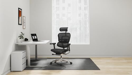 Ergohuman High Back Swivel Chair with Headrest, Black Mesh & Chrome Base