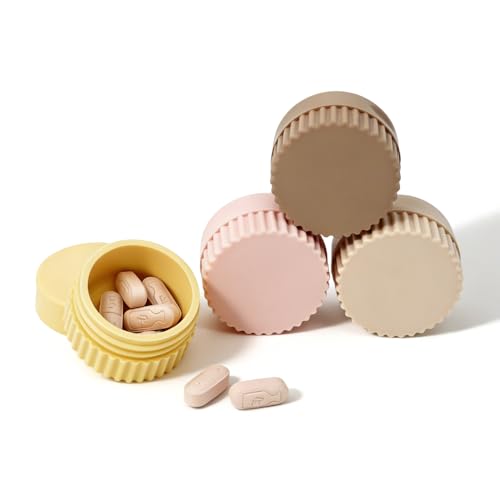4pc Soft Silicone Pill Organizer Small Compact Pill Case for Purse Portable Jewelry Holder Color-Coded Medicine & Vitamin Box