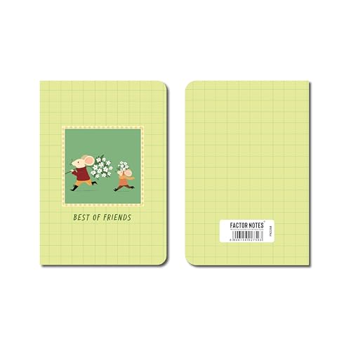 Image of FACTOR NOTES A6 Notebook (Best of Friends) | Ruled, 160 Pages, 90 GSM Thick Paper | Cute Aesthetic Notebook for Women