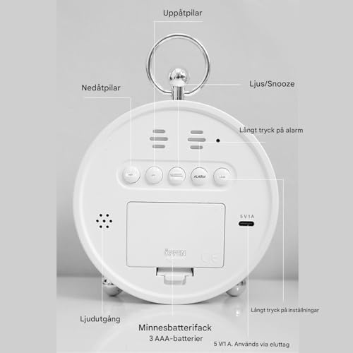 Réveil numérique avec double alarme réglable écran LED et chargeur USB - 7