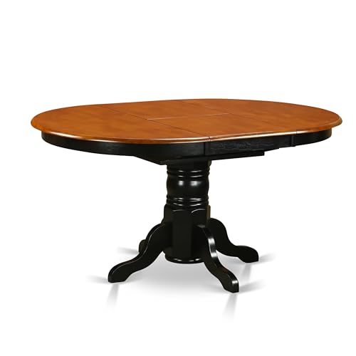 East West Furniture AAVT-BLK-TP Avon Kitchen Dining Table - an Oval Solid Wood Table Top with Butterfly Leaf & Pedestal Base, 42x60 Inch, Black & Cherry