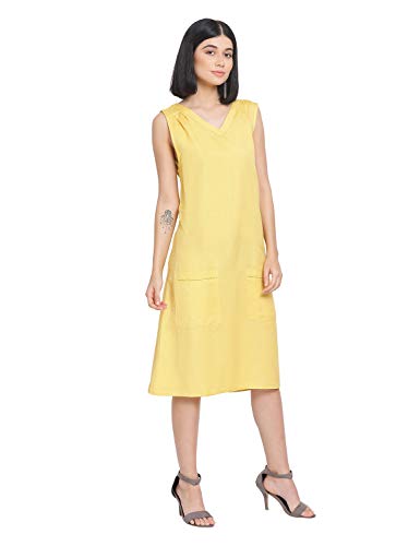 Image of oxolloxo Women Solid Sleeveless V-Neck Dresses
