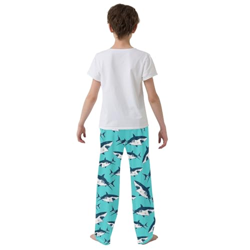Wild Sea Shark Boys Long Pants Soft Trousers Elastic Waist Kids Lounge Bottoms with Pockets S-XL3