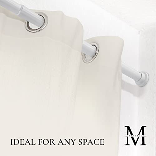 Meriville 1-inch Diameter Metal Spring Tension Rod, Closet Rod, Tension Curtain Rod, Shower Curtain Rod, Adjustable Length 30-inch to 52-inch, Off White - Thumbnail 6
