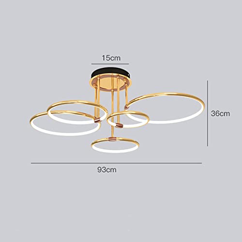 Lampe de chambre LED dorée plafonnier design géométrique à distance - 3