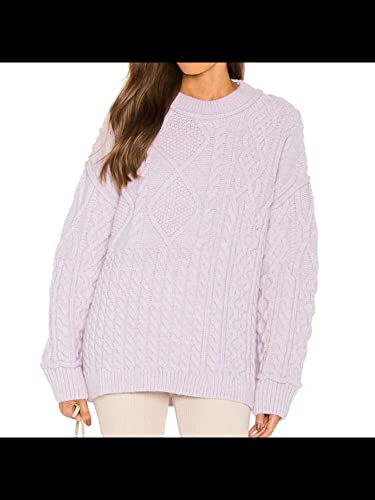 Free People Womens Purple Long Sleeve Crew Neck Wear to Work Sweater S3