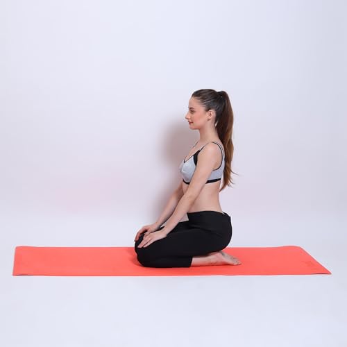 Fitness Mantra® 6mm Yoga Mat with Carrying Strap for Gym Workout and Yoga Exercise Anti-Slip Yoga Mat for Men & Women Fitness|Color Red| 7 315HVc Gm5L