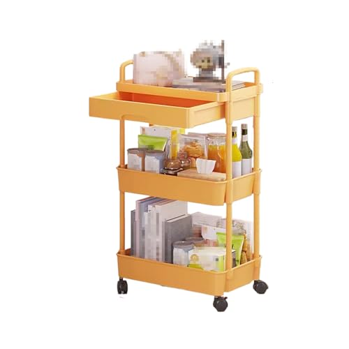 Carro Cocina con Ruedas, Tubo de ABS Fácil Instalación Esquinas Redondeadas, Carritos Auxiliares para Estetica, para Salón de Belleza Familia(C)