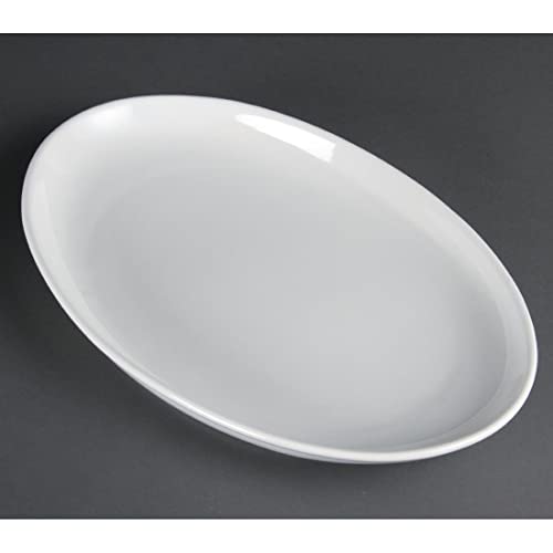 Olympia French Deep Oval Service Plates 365X235mm Porcelain White 2pc