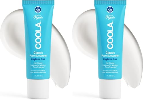 Image of COOLA Organic Face Sunscreen SPF 50 Sunblock Lotion, Dermatologist Tested Skin Care for Daily Protection, Vegan and Gluten Free, Fragrance Free