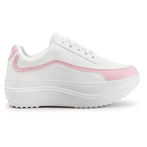 Image of Vendoz Women White Casual Stylish Sneakers