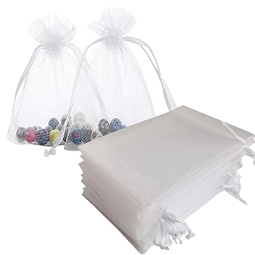 Sets-of-100-Gift-Organza-Bags-4x6-Inch-White-Drawstring-Sheer-Fabric-Solid-Color-Recycle-Pouch-for-Jewelry-Bracelets-Food-Baby-Shower-Christmas-Party-Favors-Wedding-Bridal-Shower-Teacher-Gift