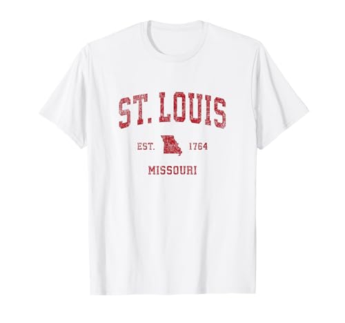 St. Louis Missouri MO Vintage Sports Design Red Print T-Shirt