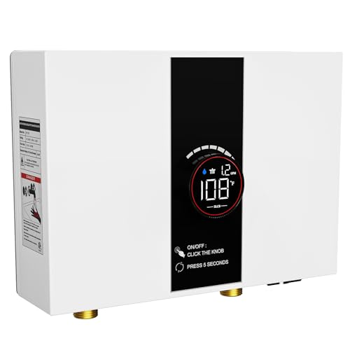 11kW 240V Tankless Water Heater Electric, Instant Hot Water with Touch Control, LED Display & Memory Function, IPX4 Waterproof, Compact & Easy to Install for RV, Hair Salons, Small Businesses