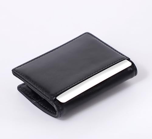 Genuine Leather Travel Coin Purse - RFID Blocking Anti-Theft Wallet with Bus Pass Slot & Card Holder, Compact Organizer for Coins/Cash/Cards - Black-Coin purse for travel to Europe and Japan3