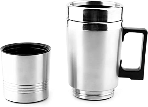 Image of Oshotto 12V Stainless Steel Car Heating Kettle /Mug, Travel Friendly electric Tea /Coffee maker Compatible with Hyundai Verna Old (300ml)