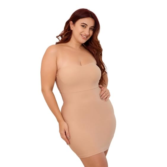 Shaping Bustier Shaping Dress - Women's Bodycon Shapewear Built-in Tummy Control & Compression - Seamless Sculpting Midi Dress Bodyshaper for Curves.-image-16