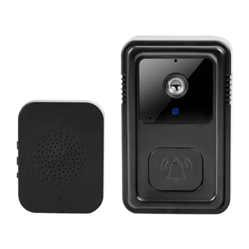 Suoumwa Timbre Inalámbrico WiFi con Cámara, Intercomunicador Bidireccional, Timbre Inteligente para el Hogar, Cambio de Voz, Cámara de Visión, Color Negro