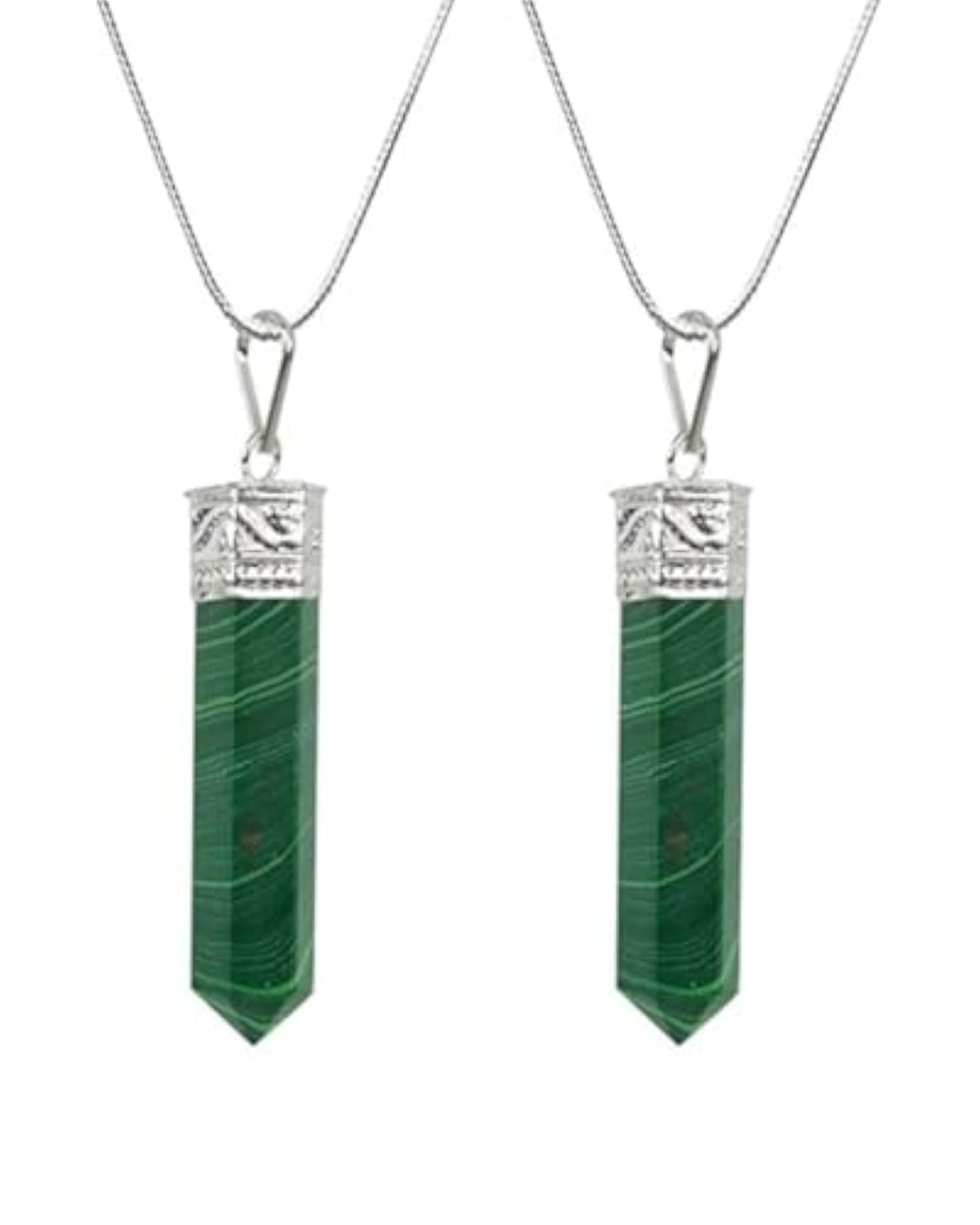 Malachite Pencil Pendants Polished Green Crystal Stones
