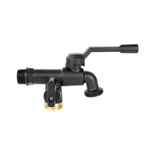 Double Outdoor Faucet,Outside Tap Garden Water Faucet,Wall Mouted 1/2 inch Inlet, with Dual 3/4 inch Outlet,One Into Two Frost-Proof Brass Outdoor Spigot,for Home Balcony Hose Connector - Image 3