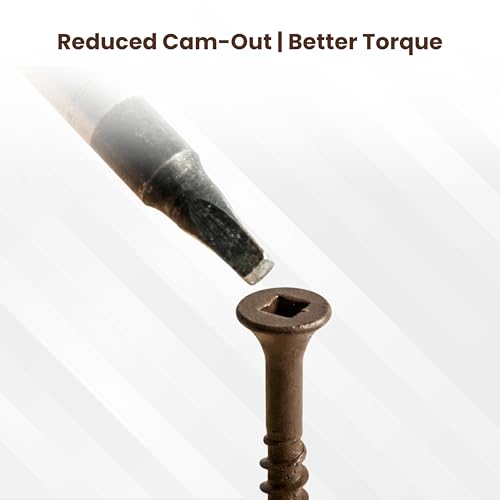 #8 x 3 Tornillos para Deck, Cabeza Bugle con Cuadrante, Tornillos de Madera para Exterior con Revestimiento Cerámico Ruspert Marrón, Resistencia a la Corrosión, Caja de 250 Piezas miniatura 4