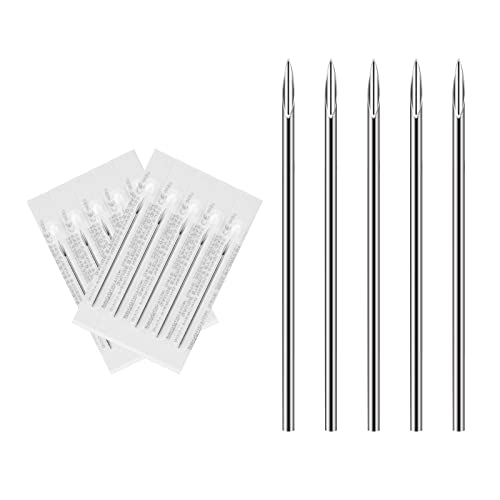 Body Piercing Needles, ATOMUS 14G 16G Stainless Steel Sterile Disposable Ear Nose Navel Nipple Lip Piercing Needles (10pcs 14G)