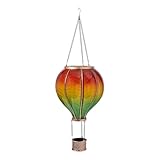 EUROtops Solar-Heißluftballon – Bunte Farben, 12/20 / 40 flackernde LEDs, Wetterfester Kunststoff, Outdoor-Dekoration/LED-Beleuchtung zum Aufhängen für Garten und Balkon (XXL)