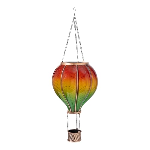 EUROtops Solar-Heißluftballon Bunte Farben 12 / 20 / 40 flackernde LEDs Wetterfester Kunststoff Outdoor-Dekoration / LED-Beleuchtung zum Aufhängen für Garten und Balkon (XXL)