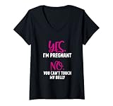 Femme Oui je suis enceinte. Non, tu ne peux pas toucher mon ventre T-Shirt avec Col en V