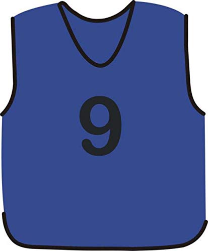 NUMBERED FOOTBALL MESH TRAINING SPORTS BIBS Pack of 7 (1-7 OR number of your choice)-Front only (Blue, Kids (U5's))