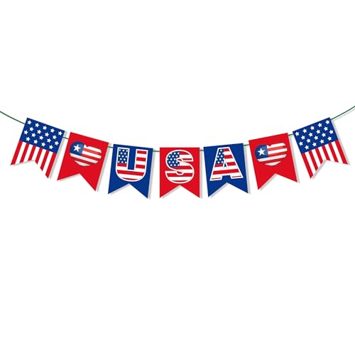 Kristin Paradise USA Banner, American Independence Day Party Sign Decorations, US Patriotic Theme Supplies, 4th of July Decor