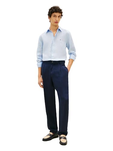 Image of Tommy Hilfiger Men's Long Sleeve Casual Linen Button Down Shirts in Regular Fit