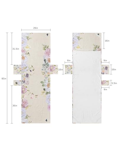 Spring Floral Beach Lounge Chair Towel Cover, Soft Chaise Lounge Towel with Side Pockets Patio Pool Chairs Cover for Beach/Pool Sunbathing 29x85 Rustic Elegant Summer Botanical Butterfly