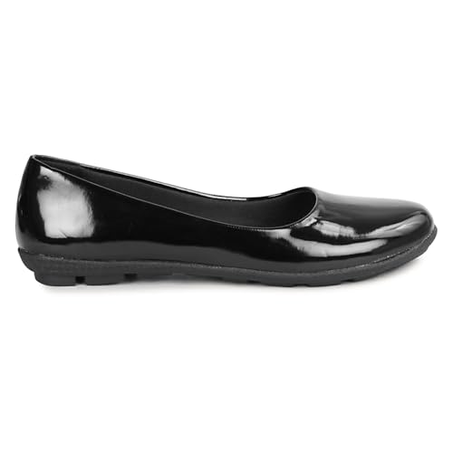 Image of DHANESHWAR Women's Ballet Flats Belly Shoes for Casual, Formal & Office Wear Ballerina | Comfortable Slip on Black Bellies for Women & Girls. 1 Pair