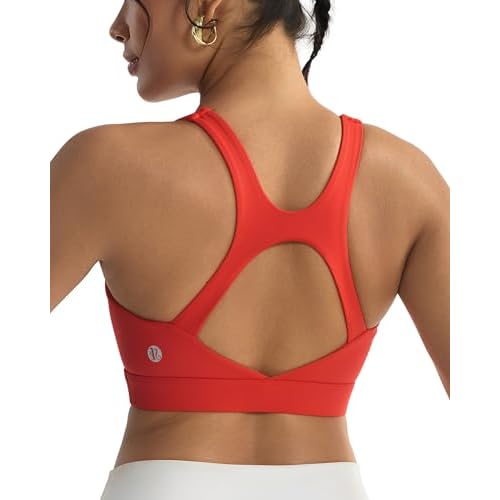 RUNNING GIRL Sports Bras for Women High Support, High Impact Racerback Molded Cup Sports Bra Workout Yoga Bras Red X-Large
