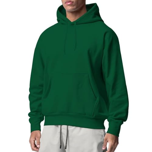 Sudadera con capucha unisex monocolor para hombre, verde, XXL