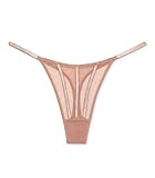 Victoria's Secret Fashion Show '24 Women's Sheer Shine Thong Panty, Almond Beige, Small