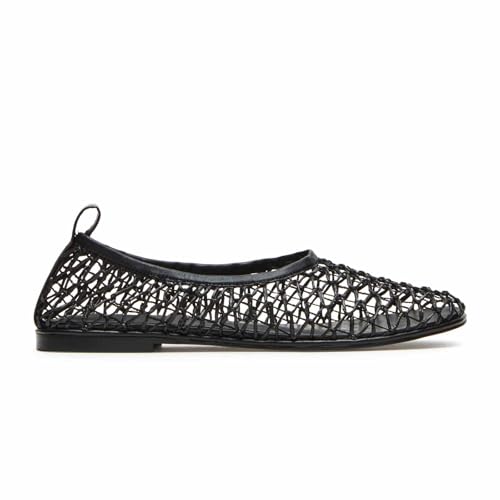 Black Mesh Ballet Flats Shoes for Women Round Toe Mesh Flats Ballerina Shoes Slip On Comfortable Dressy Summer Fishnet Flats Shoes
