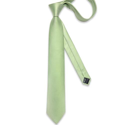 Image of DiBanGu Mens Silk Necktie Solid Color Tie and Pocket Square Cufflink Tie Clip Set Woven Plain Ties for Men Wedding Party