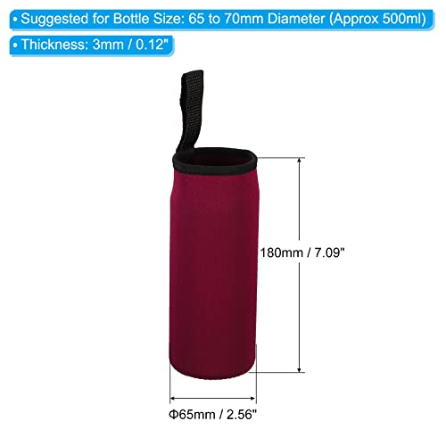 PATIKIL 65mmx180mm Water Bottle Sleeve, 4 Pack Neoprene Insulated Bottle Bag Holder Carrier Pouch with Finger Strap, Wine Red - Image 2