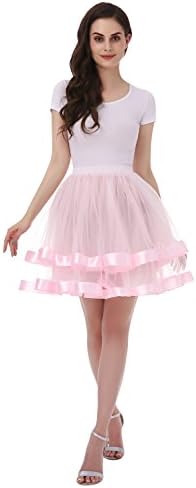 Tsygirls Women's 1950s Hoopless Tutu Short Petticoat Skirt Crinoline Underskirt Slip