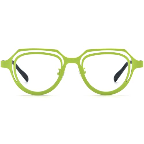 Image of FONEX Colorful Pure Titanium Glasses Frame Women Retro Round Eyeglasses