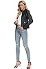 Fahsyee Women's Faux Leather Jackets,Black Crop Pe... #5