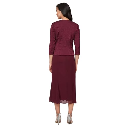 Image of Alex Evenings Women's Tea Length Jacket Dress, Perfect for Weddings, Formal Events (Petite and Regular Sizes)