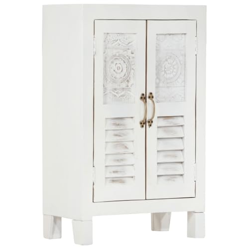 WRJENFSC Armarios de Entrada Mueble Recibidor Aparador Dormitorio Aparador Madera Maciza de Acacia Blanco 55x30x90 cm Adecuado para Sala de Estar, Dormitorio, Estudio, Hall de Entrada