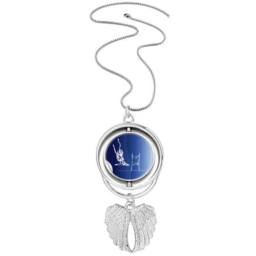 Collier avec pendentif ailes d'ange en acier pour ski