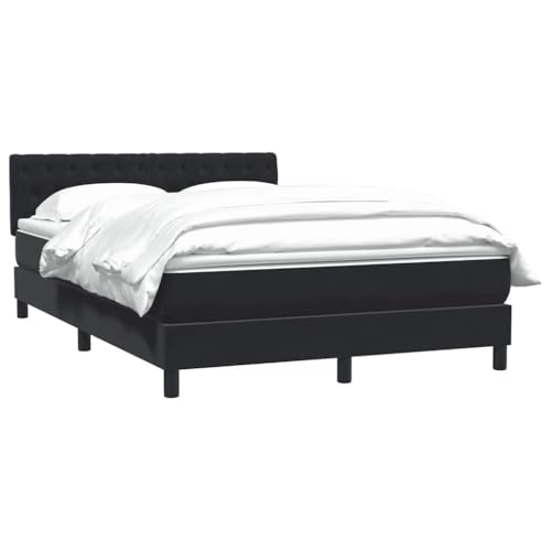 vidaXL Cama Box Spring con colchón Terciopelo Negro 140x210 cm