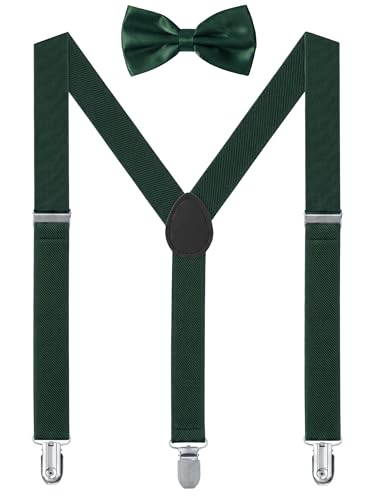 Image of habibee Suspenders and Bow Tie Set for Men, Adjustable Elastic Braces with Y-Back, Diverse Colors, Strong Clips