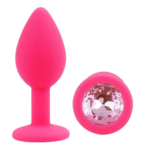 SHILISHAONV Butt Plug De Silicona Líquida Suave 4 Colores Plug Anal Clásico Bolas Anales Con Base De Cristal Anal Plug Extensor Pequeño Y Duradero Juguetes Sexuales Femeninos,Rosado,M